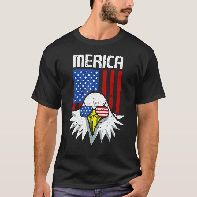 4th of July American Flag Bald Eagle Mullet 4th Ju T-Shirt (Front)