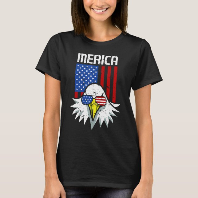 4th of July American Flag Bald Eagle Mullet 4th Ju T-Shirt (Front)