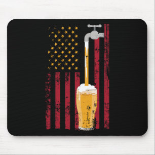 4th Of July American Flag Beer Brewing Mouse Mat