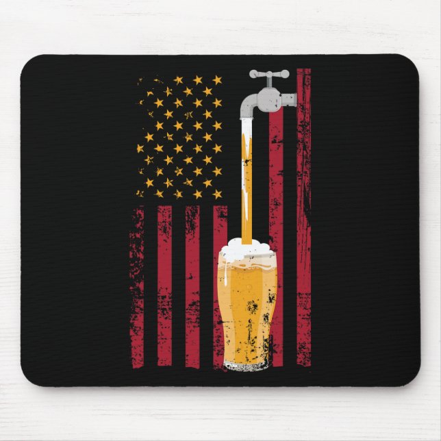 4th Of July American Flag Beer Brewing  Mouse Mat (Front)