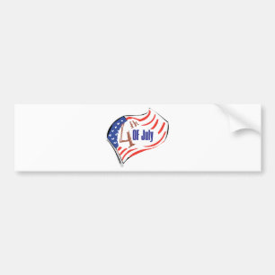 4th of July American Flag Bumper Sticker
