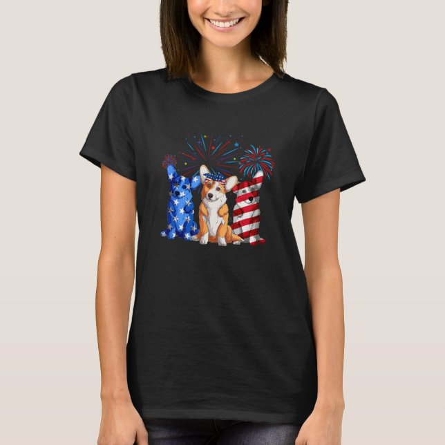 4th Of July American Flag Corgi Patriotic Dog Mens T-Shirt (Front)