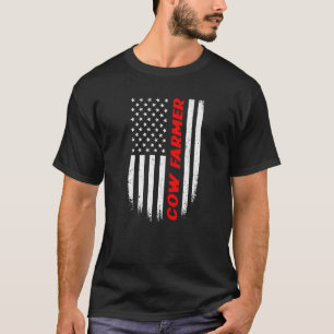 4th Of July American Flag Cow Farmer Men Women T-Shirt
