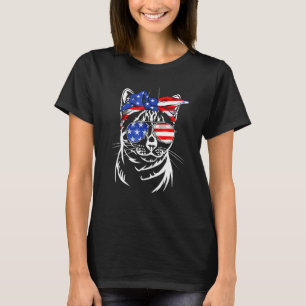 4th Of July American Flag Cute Meowica Cat Patriot T-Shirt