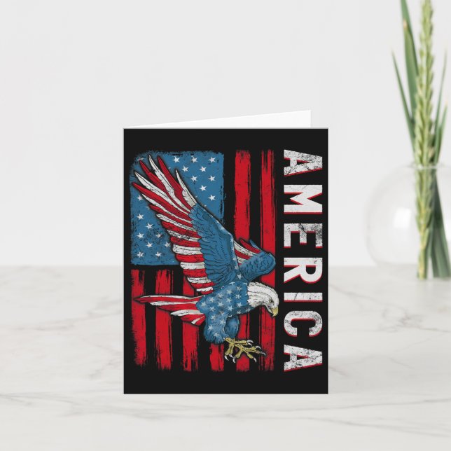 4th Of July American Flag Eagle Independence Day  Card (Front)