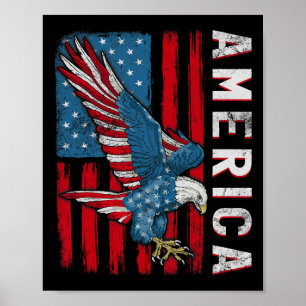 4th Of July American Flag Eagle Independence Day Poster