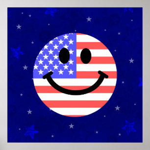 4th of July American Flag face Poster