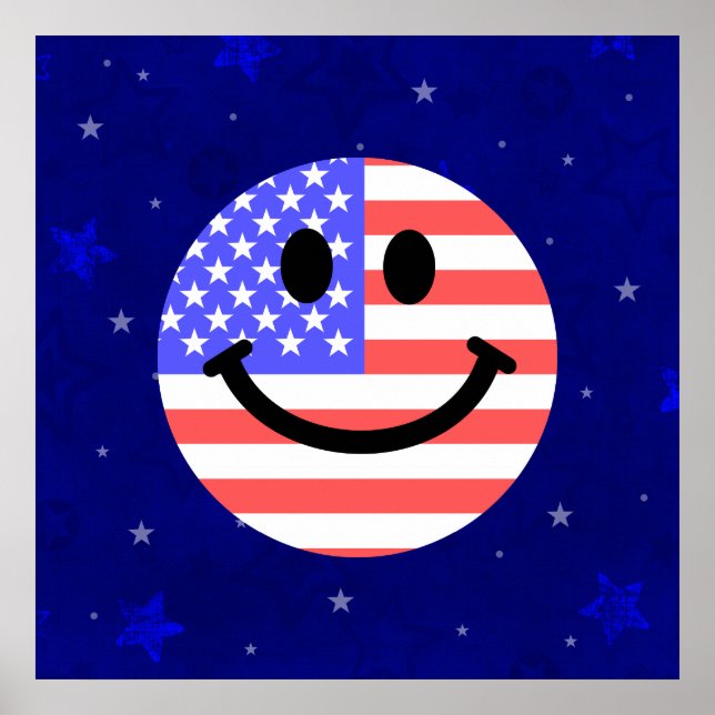 4th of July American Flag face Poster (Front)