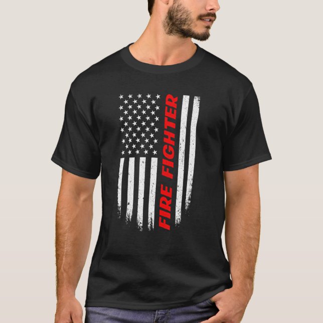 4th Of July American Flag Firefighter Men Women T-Shirt (Front)