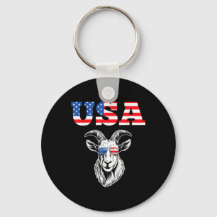 4th Of July American Flag Goat Lover Usa Patriotic Key Ring