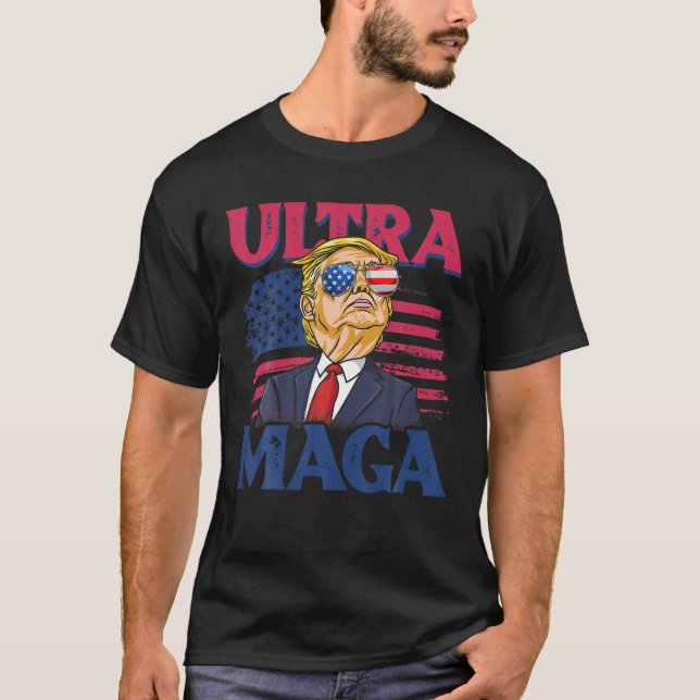 4Th Of July American Flag, Great Ultra Maga King, T-Shirt (Front)