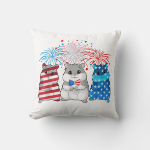 4th Of July American Flag Happy Guinea Pig Cushion