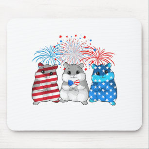 4th Of July American Flag Happy Guinea Pig Mouse Mat