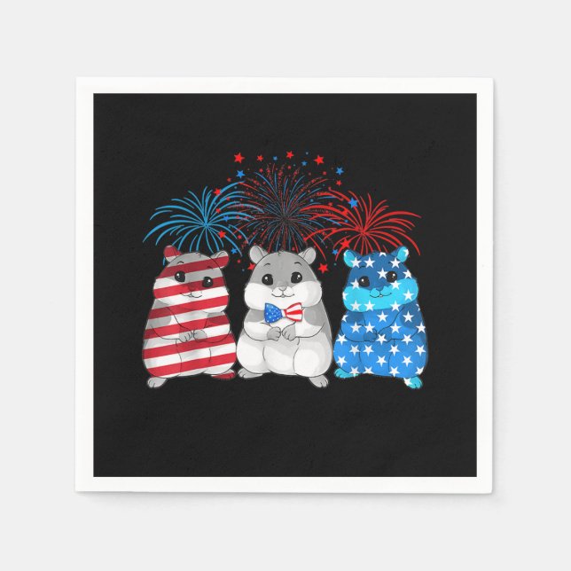 4th Of July American Flag Happy Guinea Pig Napkin (Front)