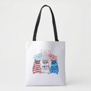 4th Of July American Flag Happy Guinea Pig Tote Bag