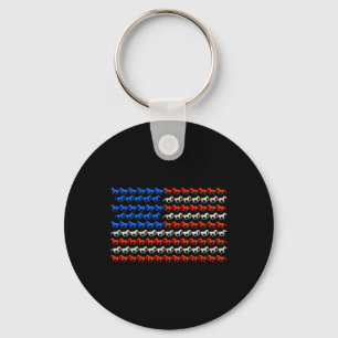 4th Of July American Flag Horseback Riding Horse U Key Ring