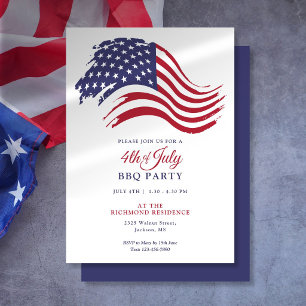 4th Of July American Flag Party Invitation