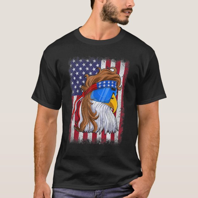 4th Of July American Flag Patriotic Eagle Mullet U T-Shirt (Front)