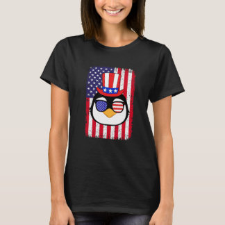 4th Of July American Flag Patriotic Penguin Sungla T-Shirt