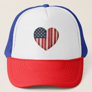 4th of July American Flag Patriotic USA Star Strip Trucker Hat