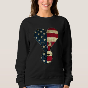 4th Of July American Flag Peace Sign Hand Patrioti Sweatshirt