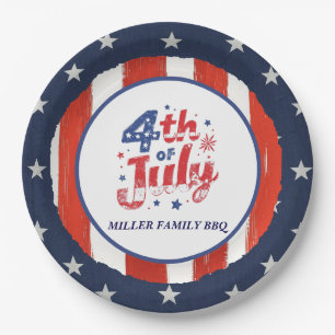 4th of July American flag Personalised Paper Plate