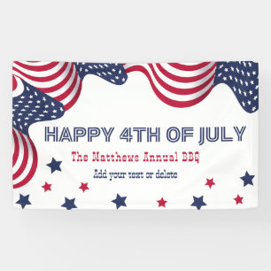 4th of July American Flag Personalised Party  Banner