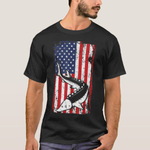 4Th Of July American Flag Sturgeon Fishing Dad Gra T-Shirt