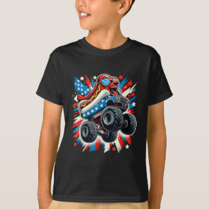 4th Of July American Flag Usa Hotdog Monster Kids T-Shirt