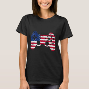 4th Of July American Flag Video Game Boys Kids Tee