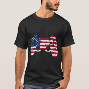4th Of July American Flag Video Game Boys Kids Tee
