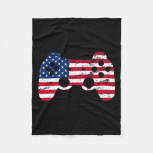 4th Of July American Flag Video Game Boys Kids Tee Fleece Blanket