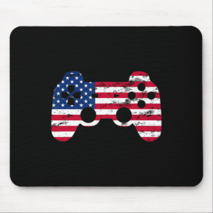 4th Of July American Flag Video Game Boys Kids Tee Mouse Mat