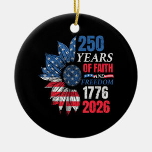 4th of July American Flag Vintage 250 Years 1776 2 Ceramic Tree Decoration