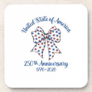 4th of July American Flag Vintage 250 Years 1776 2 Coaster