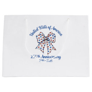 4th of July American Flag Vintage 250 Years 1776 2 Large Gift Bag