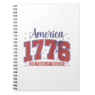 4th of July American Flag Vintage 250 Years 1776 2 Notebook