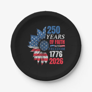 4th of July American Flag Vintage 250 Years 1776 2 Paper Plate