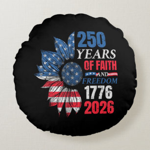 4th of July American Flag Vintage 250 Years 1776 2 Round Cushion