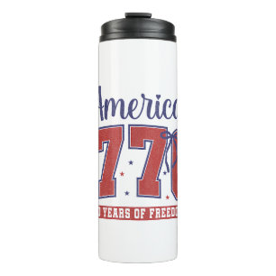 4th of July American Flag Vintage 250 Years 1776 2 Thermal Tumbler
