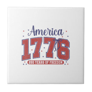 4th of July American Flag Vintage 250 Years 1776 2 Tile