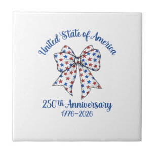 4th of July American Flag Vintage 250 Years 1776 2 Tile