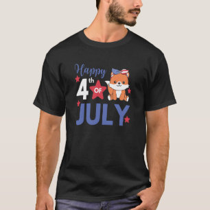 4th Of July American Fox For Kids Cute Usa Fox  4 T-Shirt