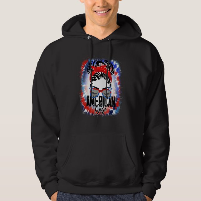 4th Of July American Gigi Messy Bun Mom Life Patri Hoodie (Front)