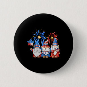4th Of July American Gnomes Celebrating Independen 6 Cm Round Badge