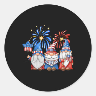 4th Of July American Gnomes Celebrating Independen Classic Round Sticker