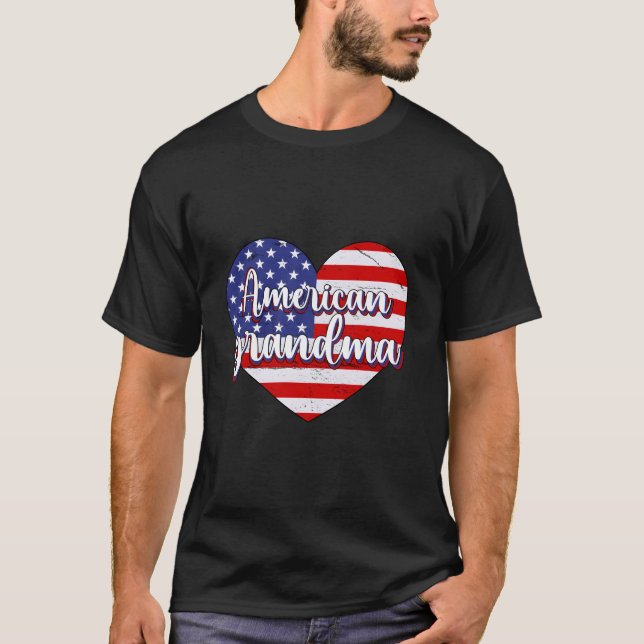 4Th Of July American Grandma He American Flag T-Shirt (Front)