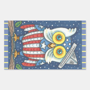 4TH OF JULY AMERICAN HOOT OWL STICKERS Rec *Sheet