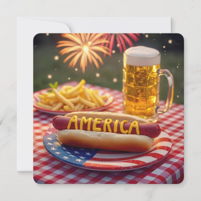 4th of July American Hot Dog Invitation (Front)