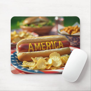 4th of July American Hot Dog Mouse Mat